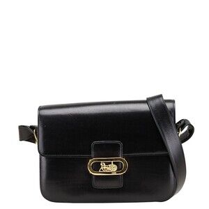 Celine carriage shoulder bag black leather